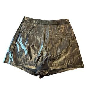 ENDLESS ROSE Black Faux Leather Skirt Skort Women's size S